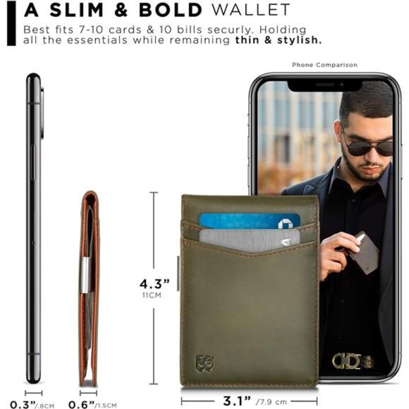 Wallets Slim Front Pocket RFID Blocking Card Holder Minimalist Mini Bifold - Picture 4 of 6